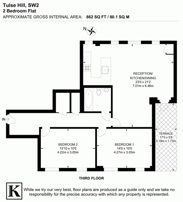 Floor Plan Image for 2 Bedroom Flat for Sale in Belmont Apartments, SW2