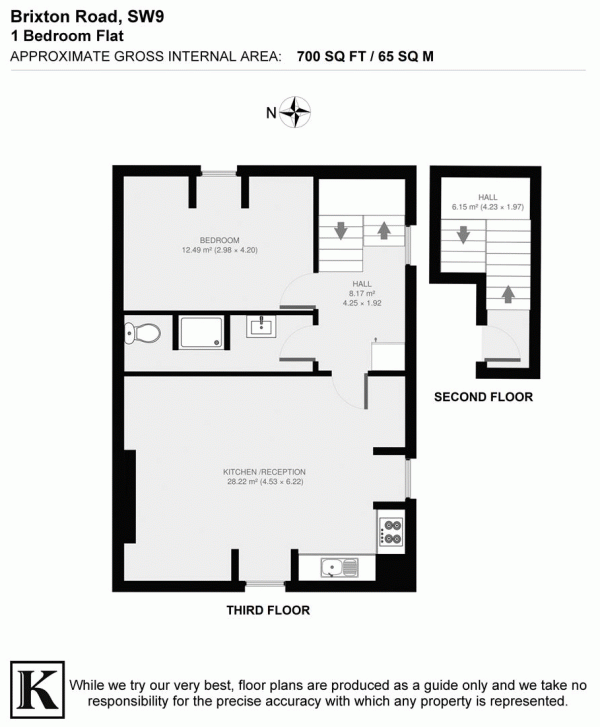 Floor Plan Image for 1 Bedroom Flat for Sale in Brixton Road, SW9