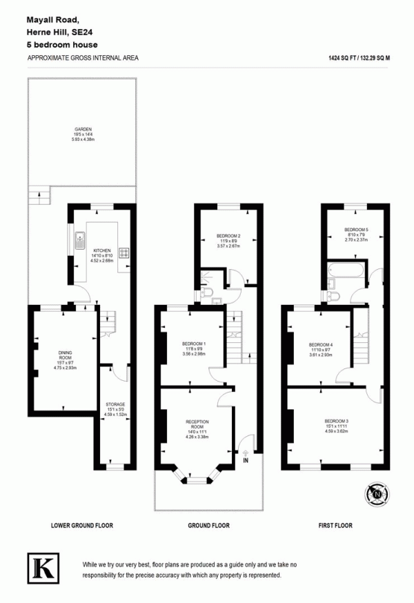 Floor Plan Image for 5 Bedroom Property to Rent in Mayall Road, London