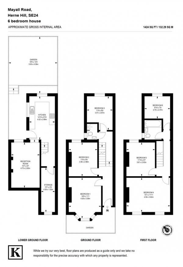 Floor Plan Image for 5 Bedroom Property to Rent in Mayall Road, London