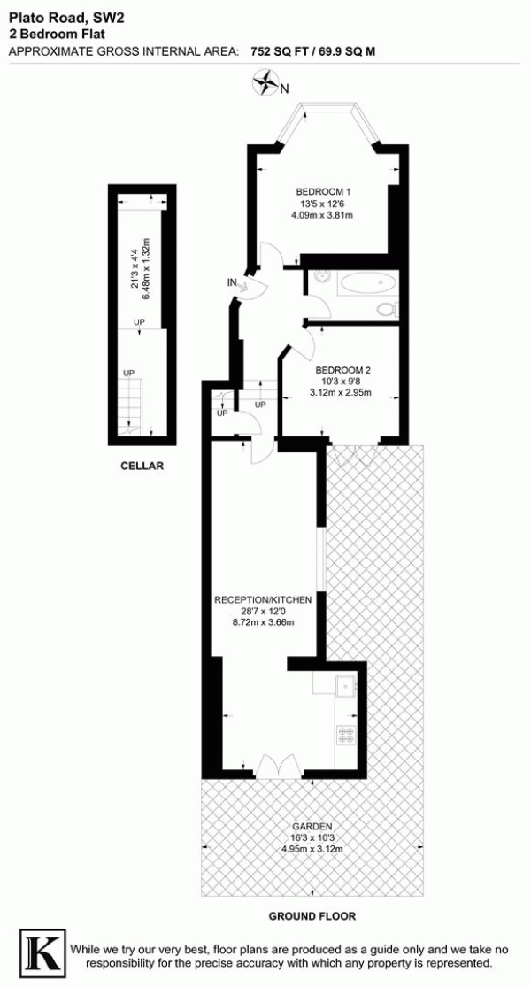 Floor Plan Image for 2 Bedroom Flat for Sale in Plato Road, SW2