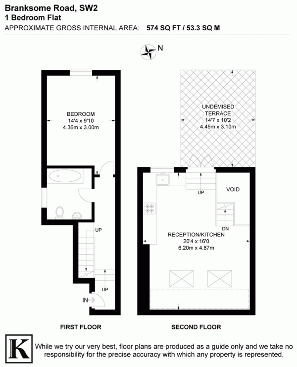 Floor Plan Image for 1 Bedroom Flat for Sale in Branksome Road, SW2