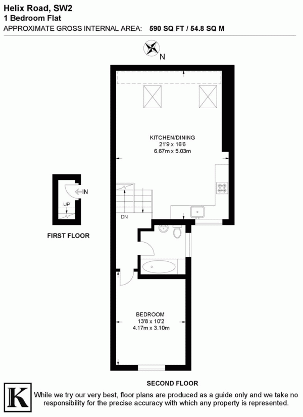 Floor Plan Image for 1 Bedroom Flat for Sale in Helix Road, SW2