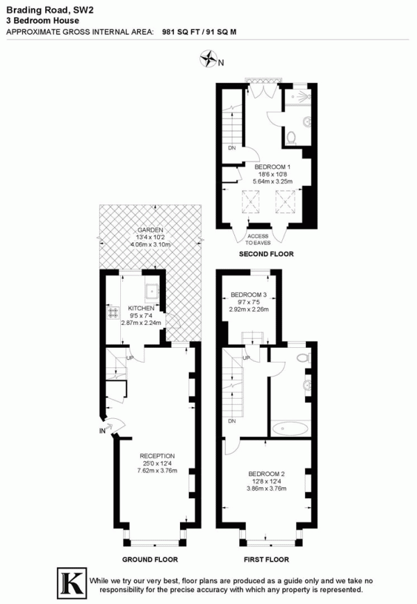 Floor Plan Image for 3 Bedroom Property for Sale in Brading Road, SW2