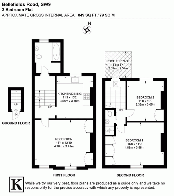 Floor Plan Image for 2 Bedroom Maisonette for Sale in Bellefields Road, SW9