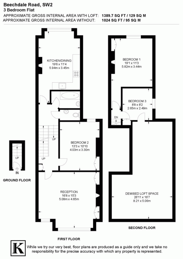 Floor Plan Image for 3 Bedroom Flat for Sale in Beechdale Road, SW2