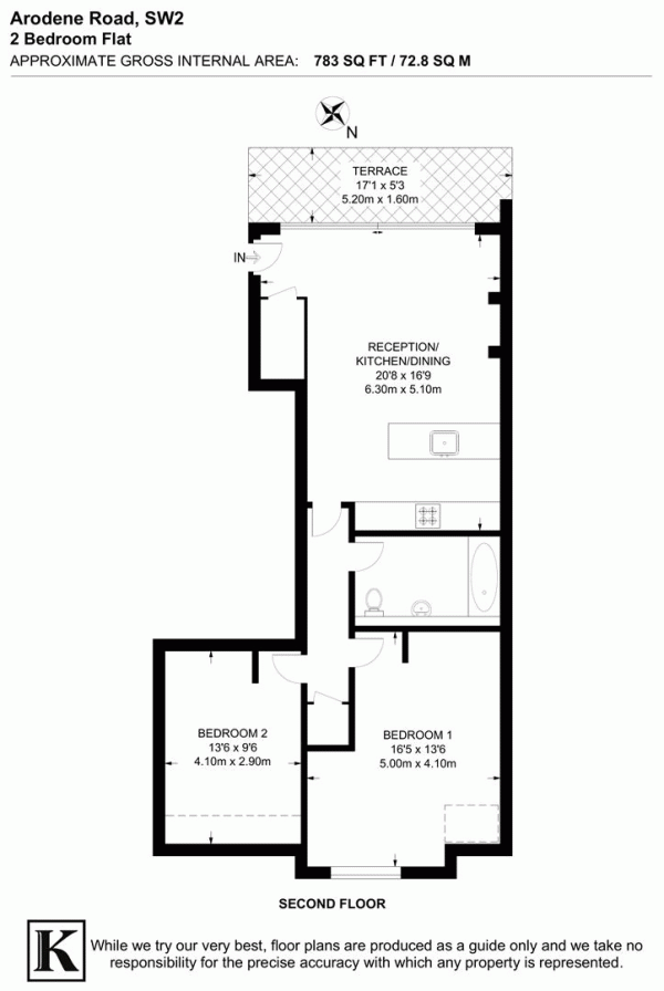 Floor Plan Image for 2 Bedroom Flat for Sale in Arodene Road, SW2