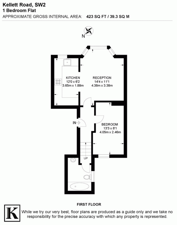 Floor Plan Image for 1 Bedroom Flat for Sale in Kellett Road, SW2