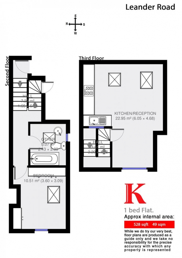 Floor Plan Image for 1 Bedroom Flat to Rent in Leander Road, SW2