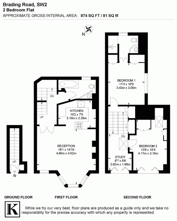 Floor Plan Image for 2 Bedroom Flat for Sale in Brading Road, SW2