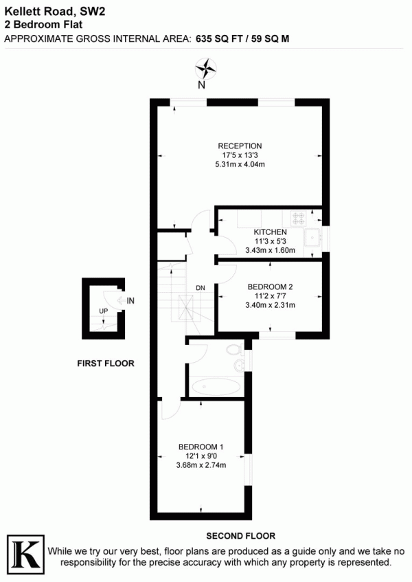 Floor Plan Image for 2 Bedroom Flat for Sale in Kellett Road, SW2