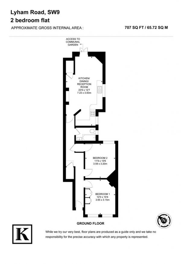 Floor Plan Image for 2 Bedroom Flat to Rent in Lyham Road, London