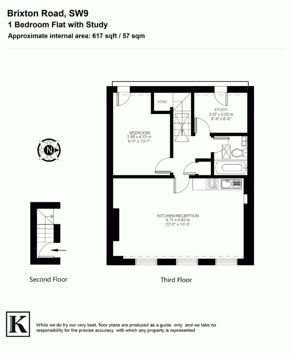 Floor Plan Image for 1 Bedroom Flat for Sale in Brixton Road, SW9