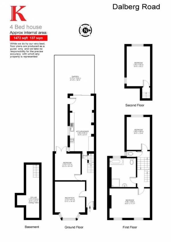 Floor Plan Image for 4 Bedroom Property for Sale in Dalberg Road, SW2