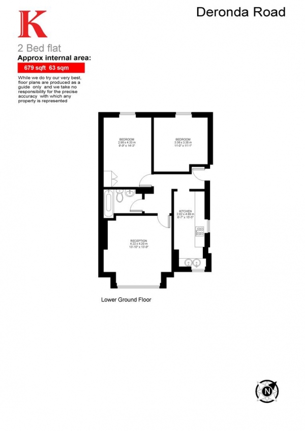 Floor Plan Image for 2 Bedroom Flat for Sale in Deronda Road, SE24