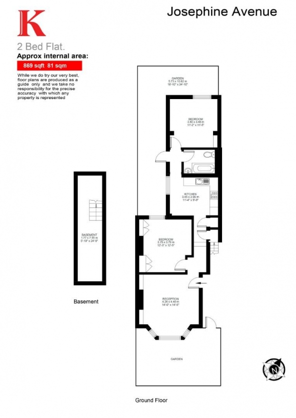 Floor Plan Image for 2 Bedroom Flat for Sale in Josephine Avenue, Brixton, London