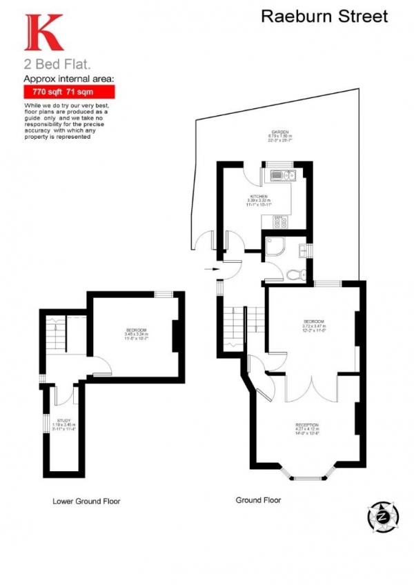 Floor Plan for 2 Bedroom Flat for Sale in Raeburn Street, SW2, SW2, 5QU -  &pound575,000