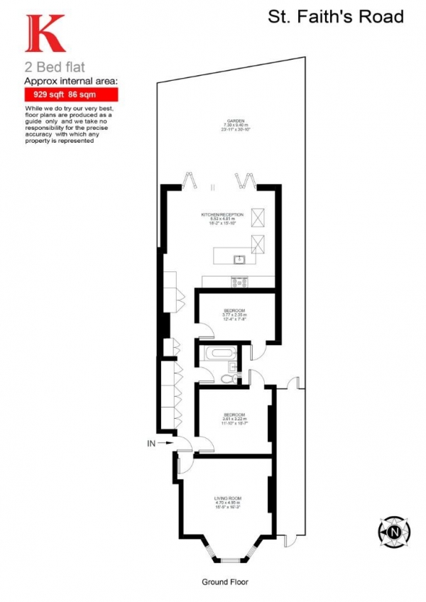 Floor Plan Image for 2 Bedroom Flat for Sale in St. Faiths Road, SE21