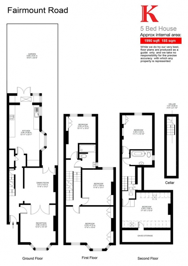 Floor Plan Image for 5 Bedroom Terraced House for Sale in Fairmount Road, SW2