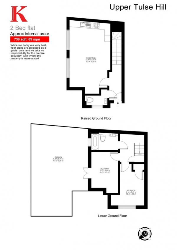 Floor Plan Image for 2 Bedroom Flat for Sale in Upper Tulse Hill, SW2