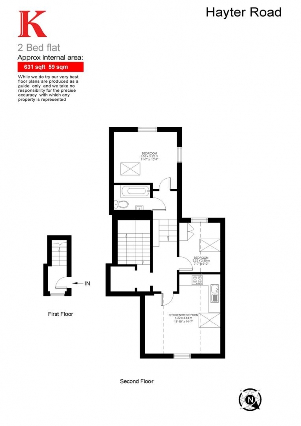 Floor Plan for 2 Bedroom Flat for Sale in Hayter Road, SW2, SW2, 5AS -  &pound449,995