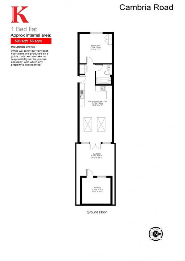 Floor Plan Image for 1 Bedroom Flat for Sale in Cambria Road, SE5