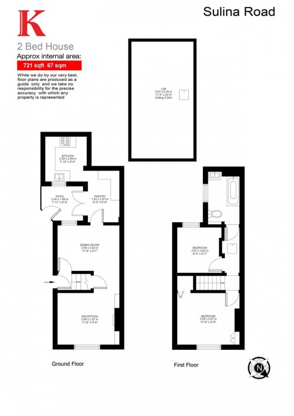 Floor Plan for 2 Bedroom Semi-Detached House for Sale in Sulina Road, SW2, SW2, 4EJ -  &pound500,000