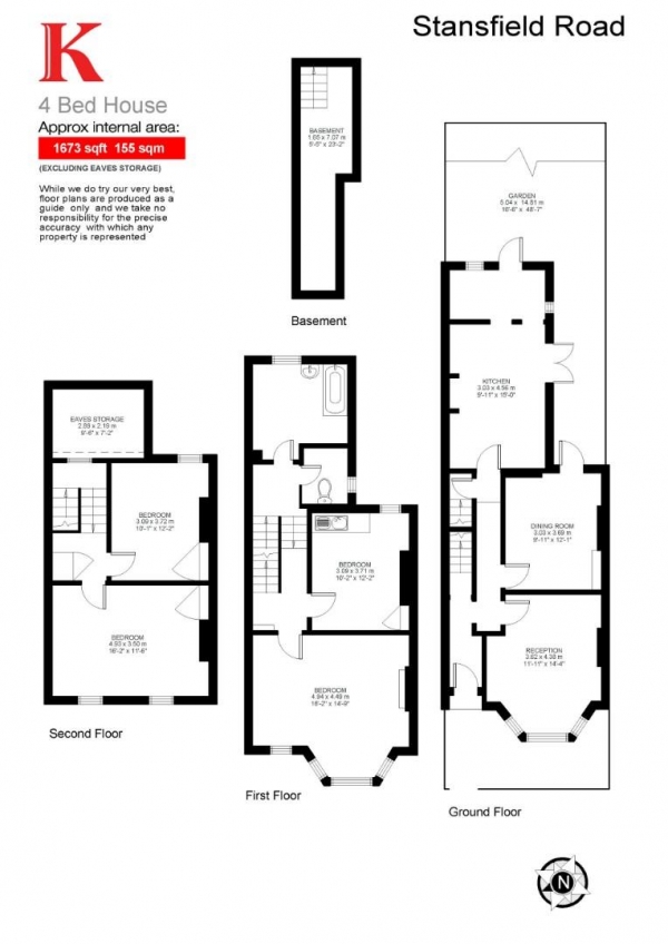 Floor Plan Image for 4 Bedroom Terraced House for Sale in Stansfield Road, SW9