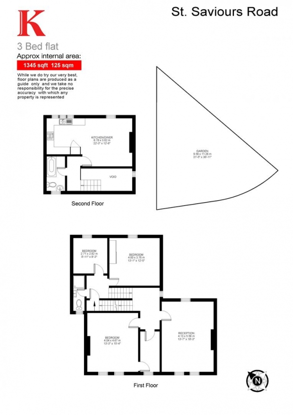 Floor Plan for 3 Bedroom Flat for Sale in St Saviour's Road, SW2, SW2, 5HD -  &pound750,000