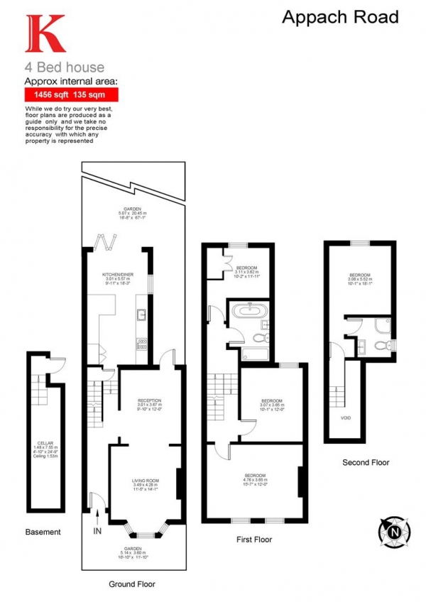 Floor Plan Image for 4 Bedroom Terraced House for Sale in Appach Road, SW2