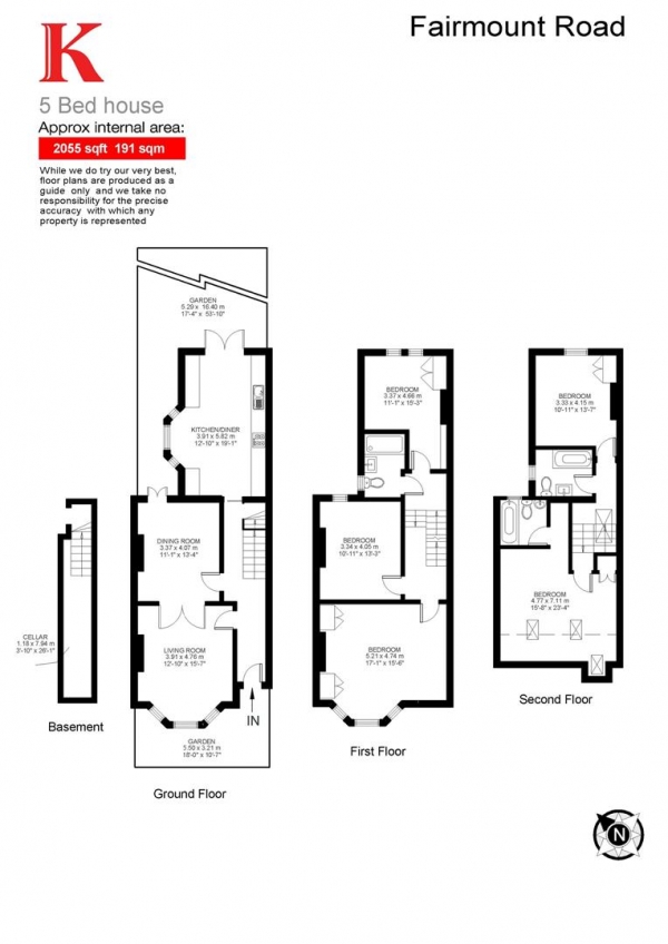 Floor Plan Image for 5 Bedroom Terraced House for Sale in Fairmount Road, SW2