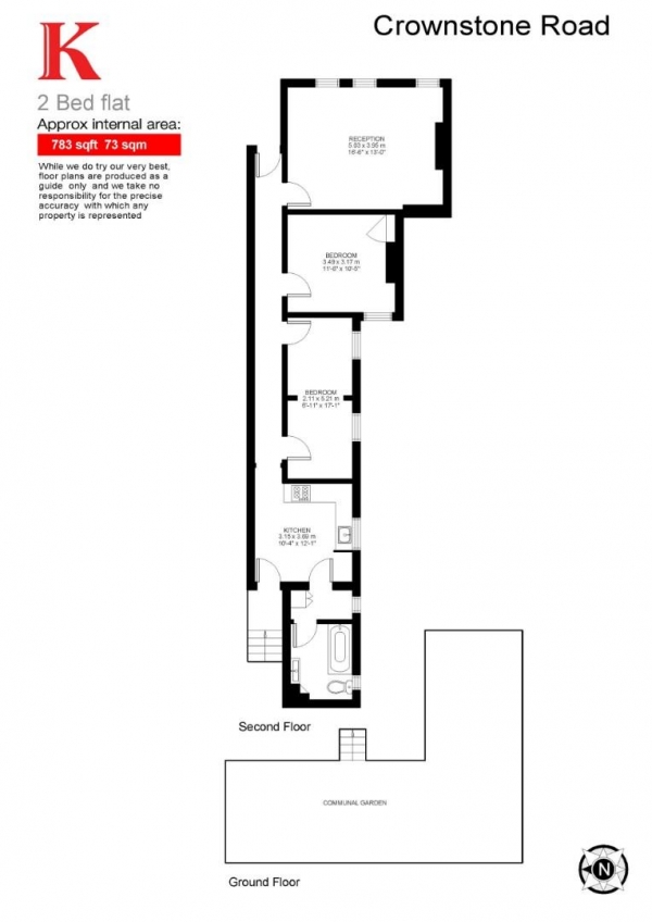 Floor Plan Image for 2 Bedroom Flat for Sale in Crownstone Road, SW2