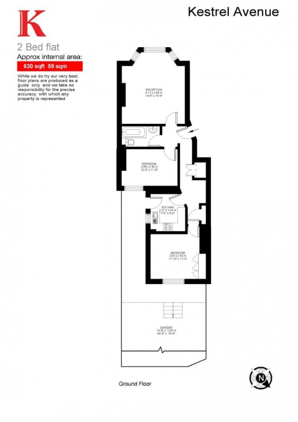 Floor Plan Image for 2 Bedroom Flat for Sale in Kestrel Avenue, SE24