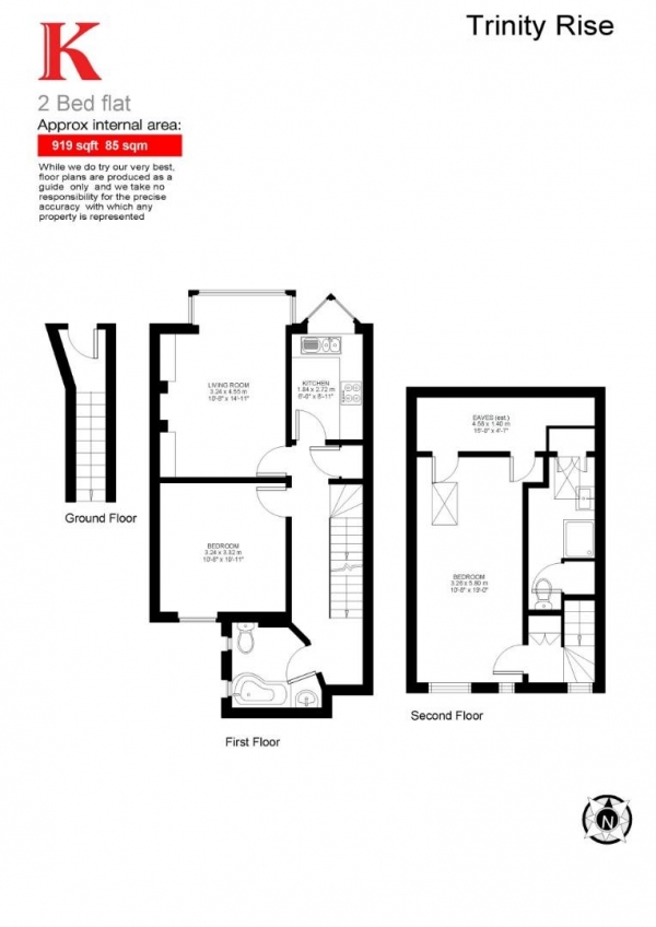 Floor Plan Image for 2 Bedroom Flat for Sale in Trinity Rise, SW2