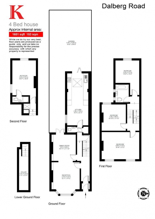 Floor Plan Image for 4 Bedroom Semi-Detached House for Sale in Dalberg Road, SW2