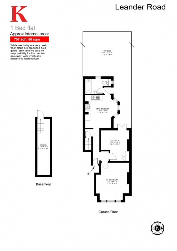 Floor Plan Image for 1 Bedroom Flat for Sale in Leander Road,SW2