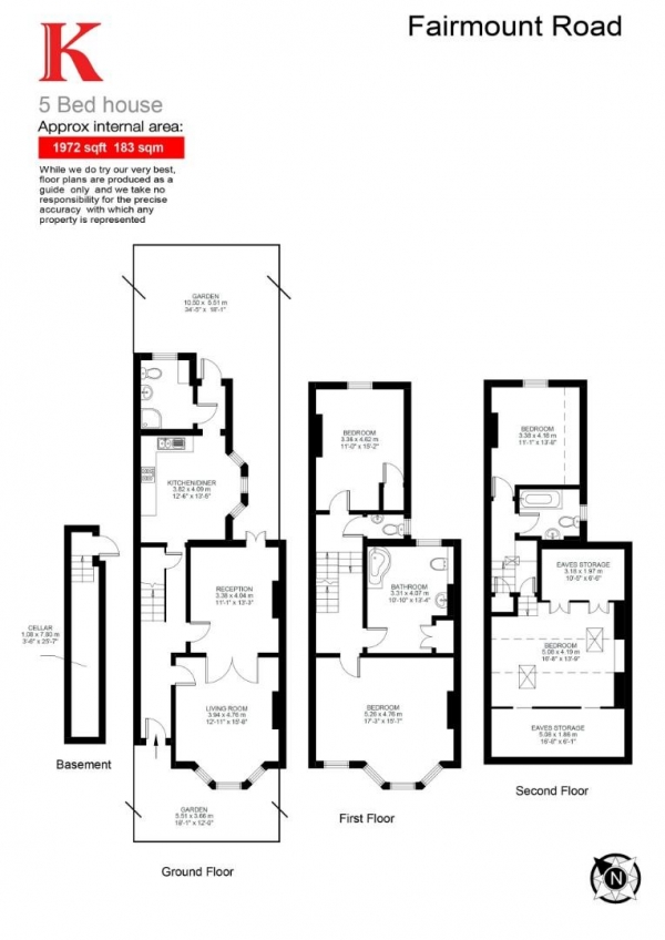 Floor Plan Image for 4 Bedroom Terraced House for Sale in Fairmount Road, SW2