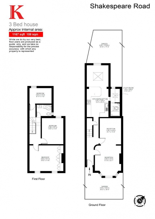 Floor Plan Image for 3 Bedroom Terraced House for Sale in Shakespeare Road, SE24