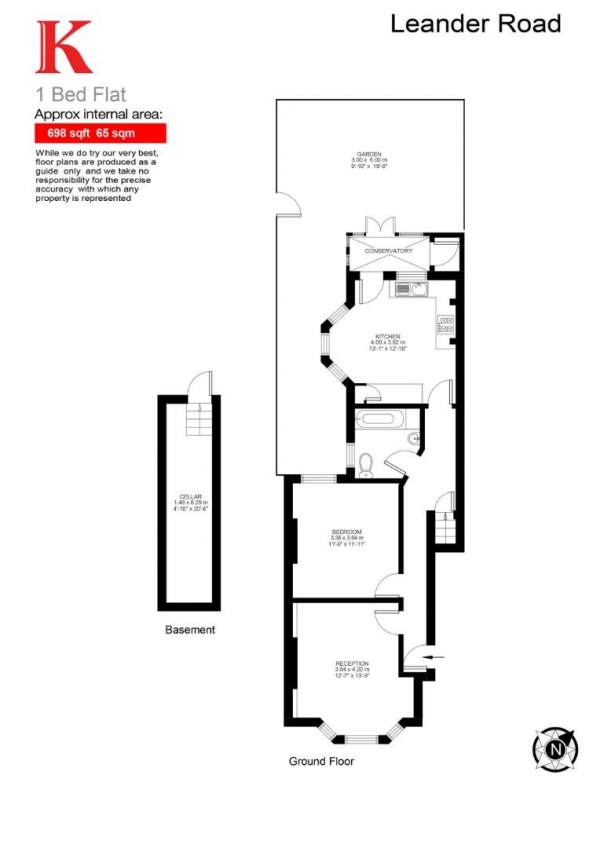 Floor Plan Image for 1 Bedroom Flat for Sale in Leander Road, SW2