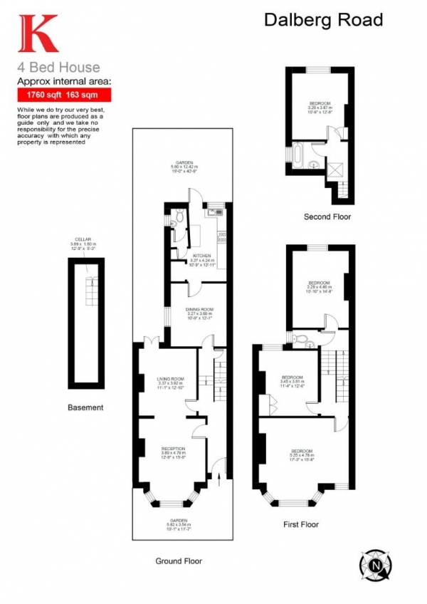 Floor Plan Image for 4 Bedroom Terraced House for Sale in Dalberg Road, SW2