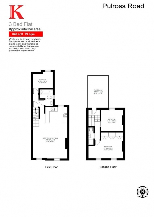 Floor Plan Image for 3 Bedroom Flat for Sale in Pulross Road, SW9