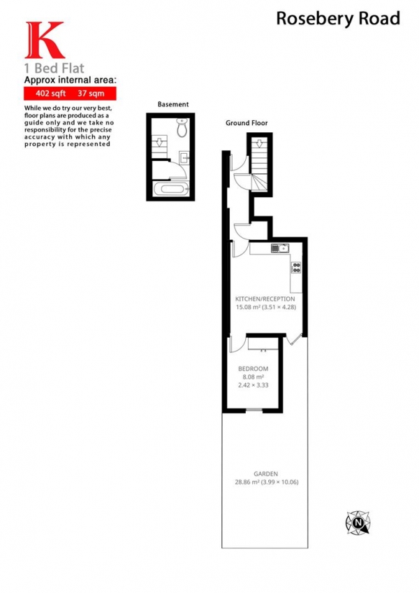 Floor Plan Image for 1 Bedroom Flat for Sale in Rosebery Road, SW2