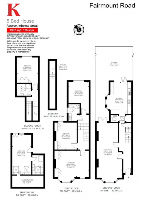 Floor Plan Image for 5 Bedroom Property for Sale in Fairmount Road, SW2