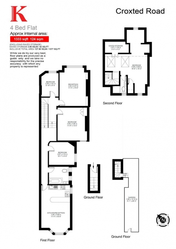 Floor Plan Image for 4 Bedroom Maisonette for Sale in Croxted Road, SE24