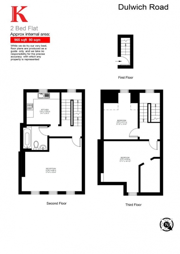 Floor Plan Image for 2 Bedroom Flat for Sale in Dulwich Road, SE24