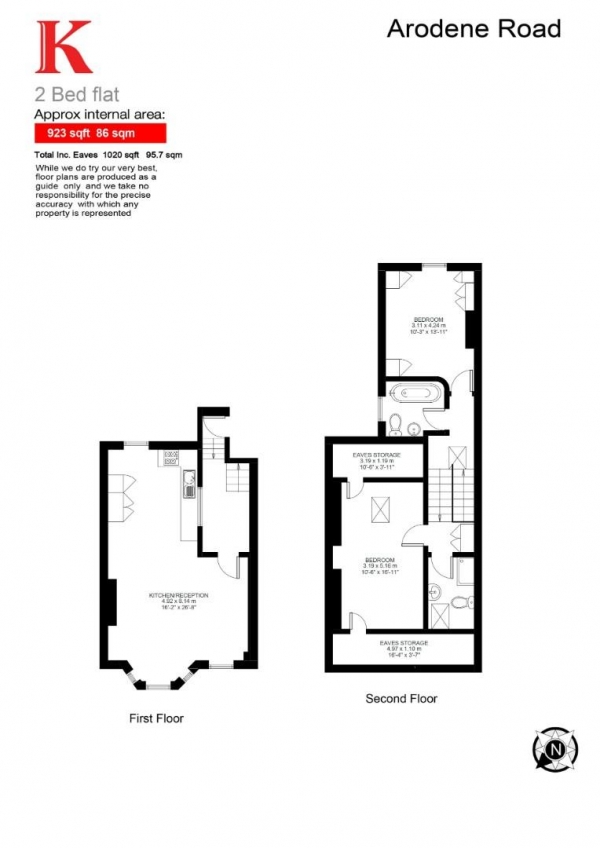 Floor Plan Image for 2 Bedroom Flat for Sale in Arodene Road, SW2