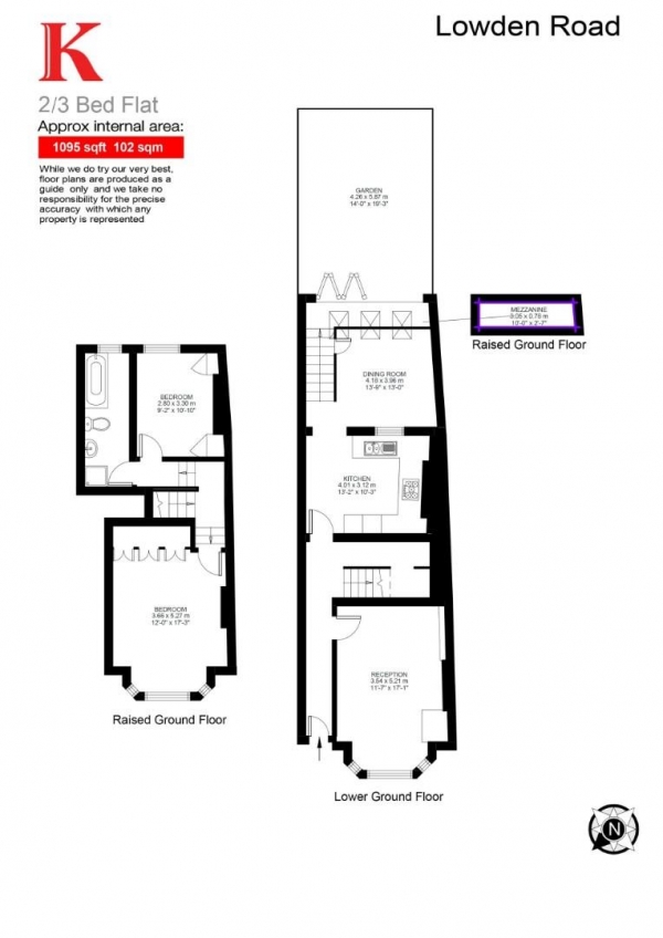 Floor Plan Image for 2 Bedroom Flat for Sale in Lowden Road, SE24