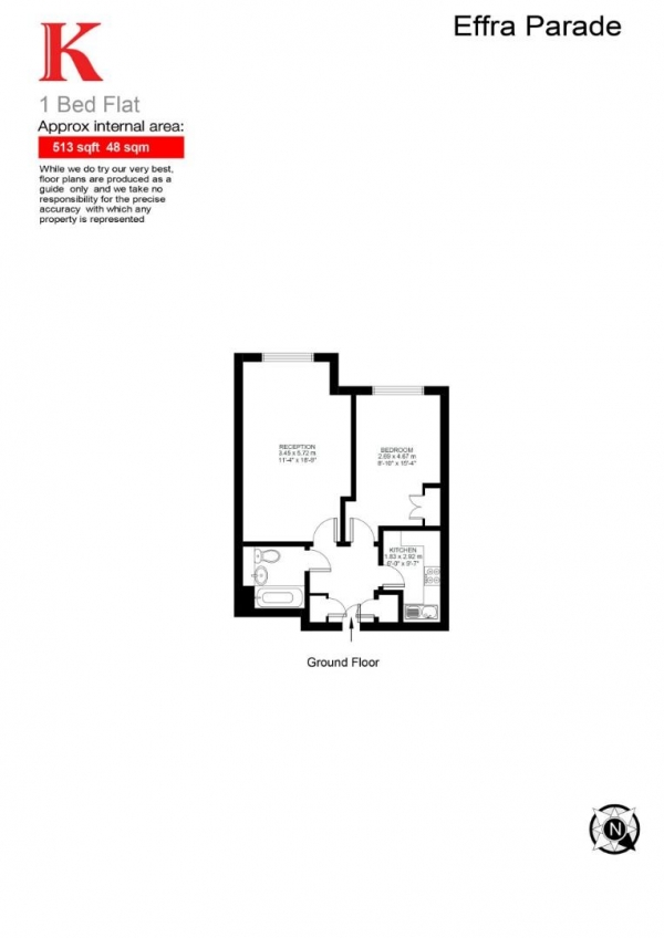 Floor Plan Image for 1 Bedroom Flat for Sale in Effra Parade, SW2