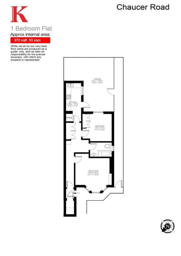 Floor Plan Image for 1 Bedroom Flat for Sale in Chaucer Road, SE24