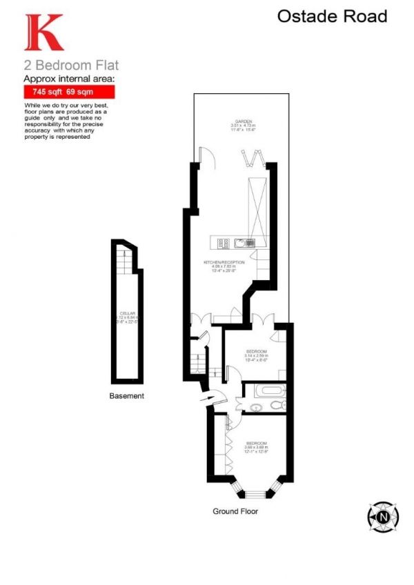 Floor Plan Image for 2 Bedroom Flat for Sale in Ostade Road, SW2